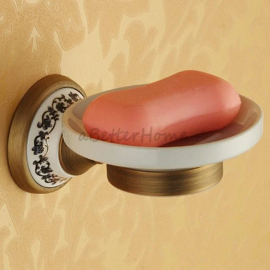 Wall Mounted Antique Ceramic Shower Soap Storage Tray Bathroom Soap Dish Holder