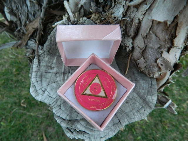 25 YEAR RECOVERY Coin/Chip/Medallion/Token Thickenameled Pink And Gold