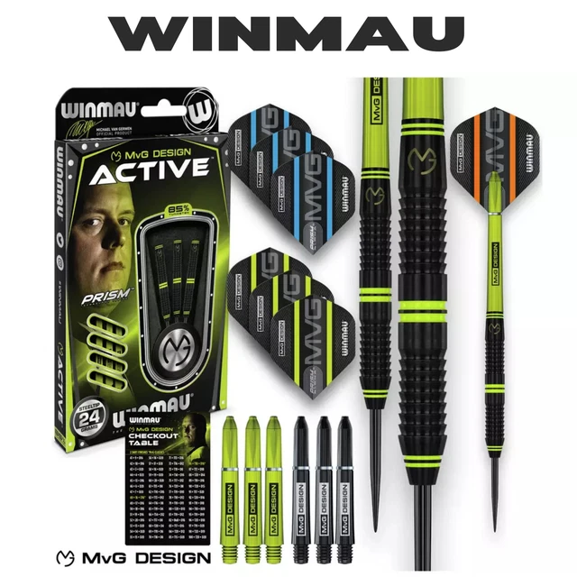 Winmau Michael van Gerwen MvG Active 24g/23g/22g Tungsten Darts Set Accessories