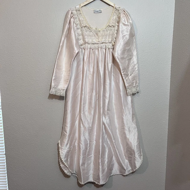 Vintage Christian Dior Lingerie Pink Nightie Gown Babydoll Lace Size M
