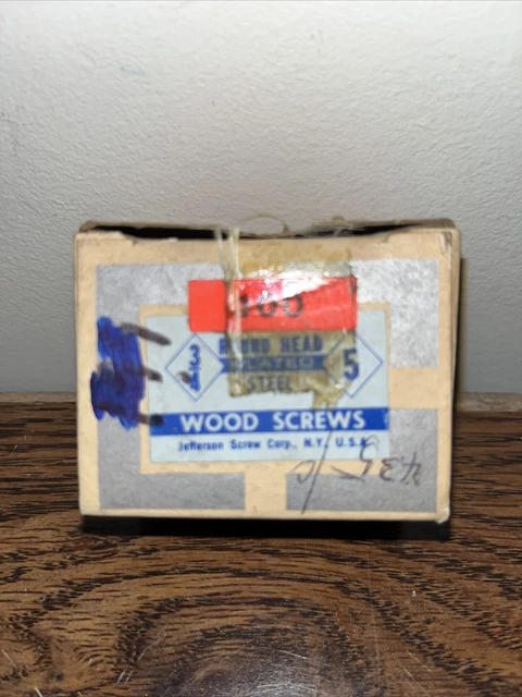 Vintage Jefferson #5 X 3/4” Round Head Slotted Wood Screws Plated  Box Of 100