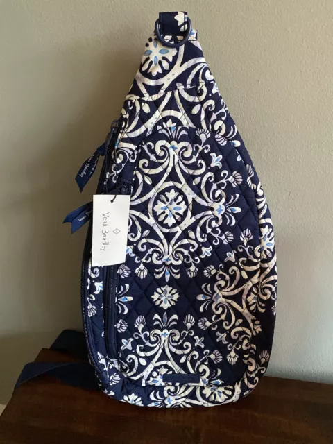 NWT VERA BRADLEY Essential Sling Backpack Steel Blue Medallion