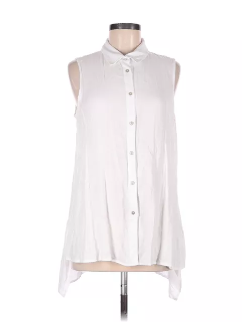 FEVER WOMEN IVORY Sleeveless Button-Down Shirt M $18.74 - PicClick