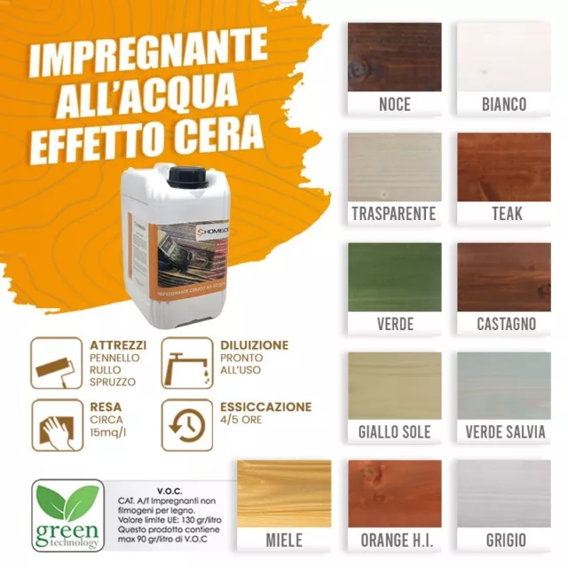 5 LT IMPREGNANTE CERATO AD ACQUA PER LEGNO - Linea Professionale