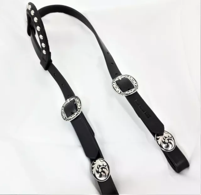 Pony Black Harness Leather One Ear Headstall Horse Tack Jeremiah Watt Spotted