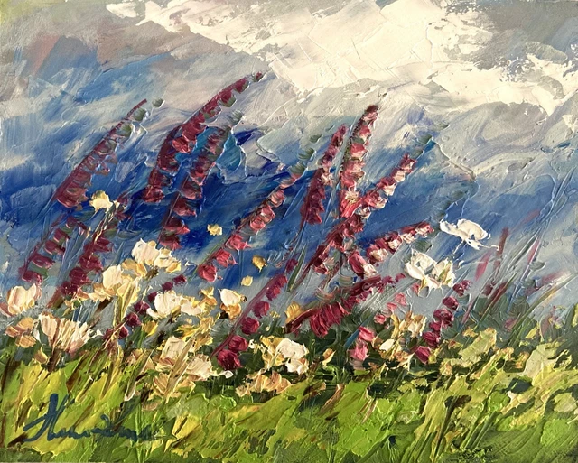 LANDSCAPE FIELD FLOWERS Oil Painting Impressionism Margaret Raven Kruk