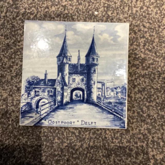 Delft Blue & White Handpainted Tile - Oostpoort 15cm X15 Cm