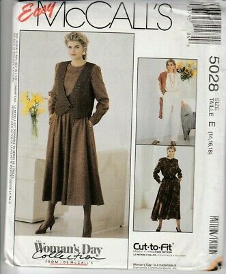 1990 Vintage McCalls Sewing Pattern 5028 UNCUT Waistcoat Jumpsuit Dress 8-18 UC