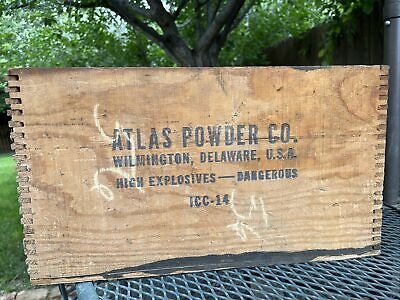 1956 ATLAS POWDER CO. Empty Wood Crate Box High Explosives 50# Giant Gelodyn TNT