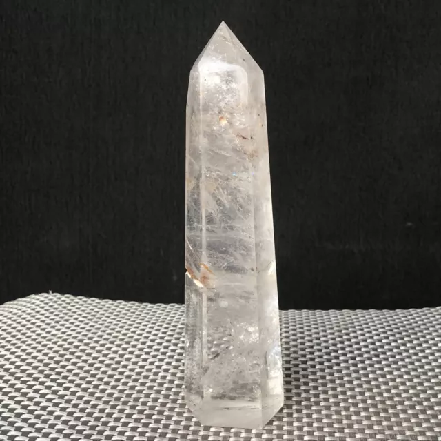 427G Natural clear quartz obelisk crystal energy column healing E78