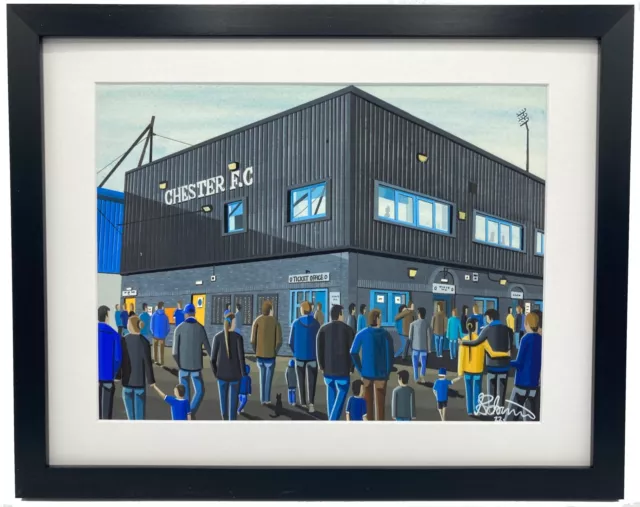 Chester F.C, Deva Stadium. High Quality Framed Art Print. Approx A4.