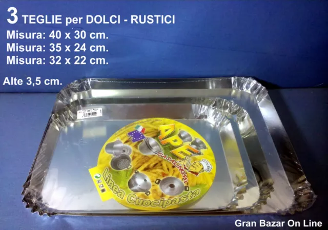 PASQUA TEGLIA TRIS 3 Pz Rettangolare 3 misure Cake Design Dolce Rustico Pizza