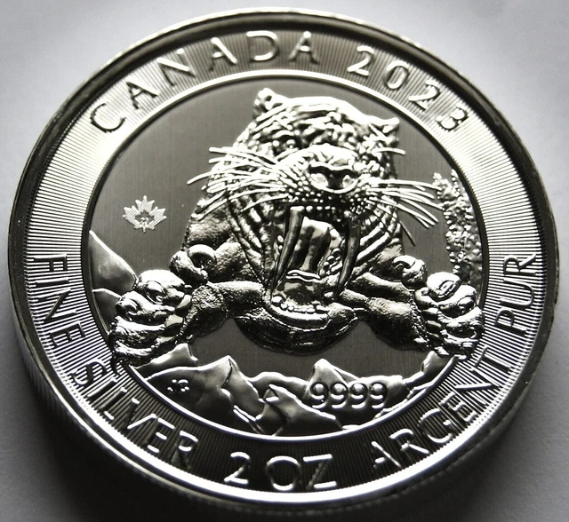 2023 CANADA ICE Age Smilodon SabreTooth Cat 2 oz 10 .9999 Fine Silver