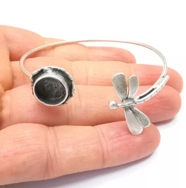 Pulsera libélula bisel bisel de resina en blanco puño cabujón base ajuste ajustable