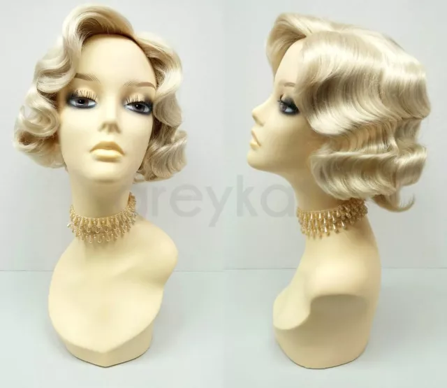 Finger Waves 1920s Gatsby Flapper Wig Retro Vintage Short Wavy Blonde #613