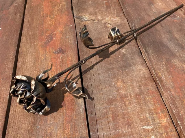 Iron Rose Hand Forged Flower 6th Anniversary Steel Gift Floral Decor Blacksmith