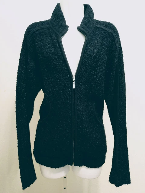 Carol Rose Women's Dark Blue Knit Full Zip Front Pockets Sweater Jacket size M