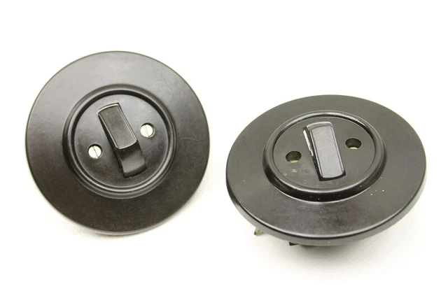 Interrupteur Ancien En Bakélite, 3 Positions, Rond, état Correct
