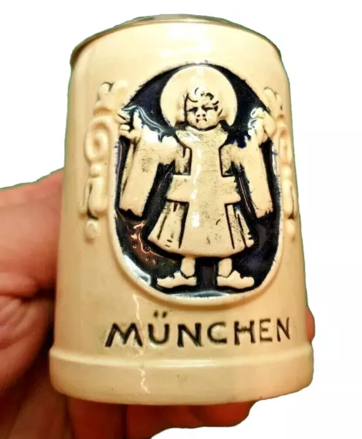 schöner Münchner Kindl Bierkrug Bierseidel Bayern little Beermug Munich Vintage 3