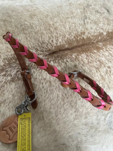 Western Genuine Leather PINK Lacing WITHER STRAP For Breast Collar Horse Tack