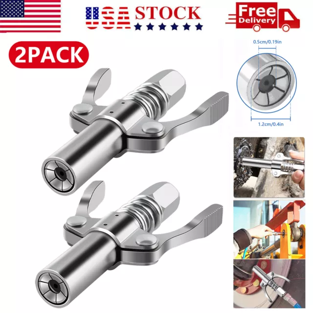 2PCS High Pressure greases Coupler Lock Clamp Type oil congestion Nozzle Metal