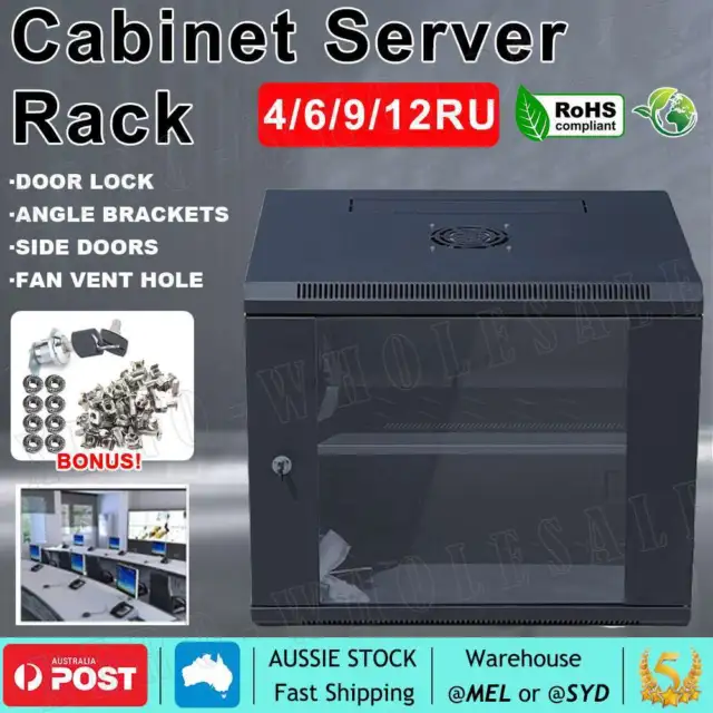 4RU/6RU/9RU Cabinet Server Network Comms Data Rack LAN 19" Wall Mount 450mm Deep