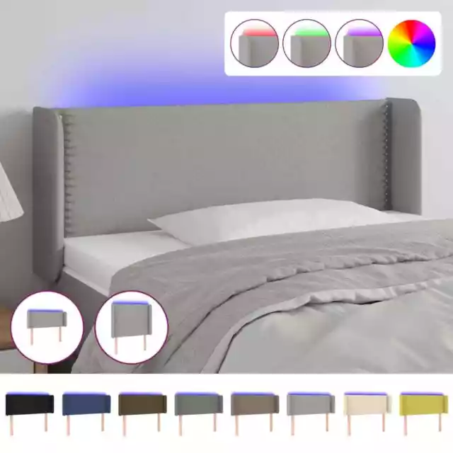 Cabecero con Luces LED Cabezal Tapizado Ajustable de Cama Dormitorio Tela vidaXL