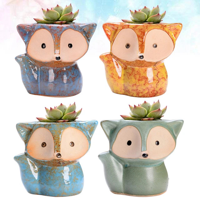4pcs Blumentopf Keramik Kindergarten Pflanzer Anlage Topf Pflanzer 2