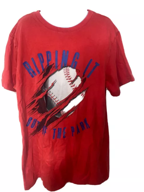 Camiseta de béisbol para niños jóvenes que la arranca del parque roja talla grande 10/12