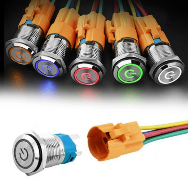 Interrupteur Bouton ON/OFF 1NO 1NC 250V - LED Bleu, Pour Montage Auto Et électronique