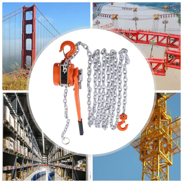 1.5Ton Manual Chain Hoist Puller Block with 2 Hooks & 6m Chain 3300lbs New