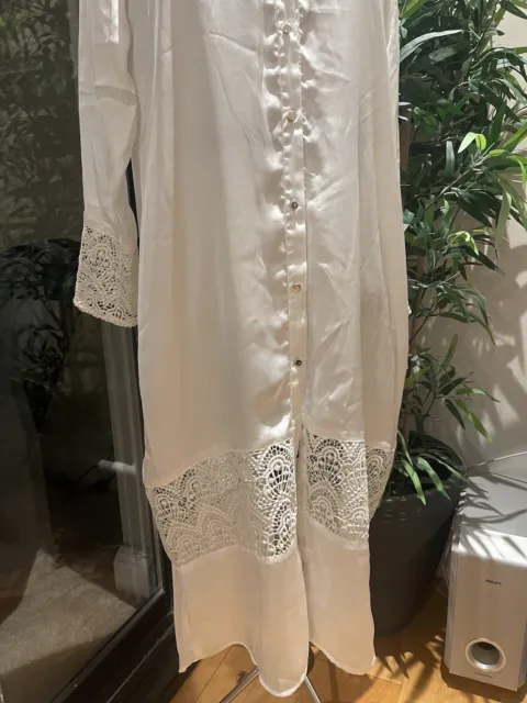 Long Silk Dress Jacket Dress, Kaftan, Casual Party Dress Medium Size 12-14