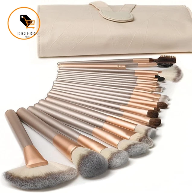 18 Pezzi Pennelli Trucco Set Di Pennelli Trucco Con Custodia Da Viaggio Manico i 10