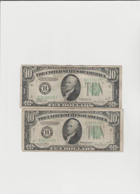 2-1934-C&D $10 Ten Dollars Frn Federal Reserve Note New York, Ny