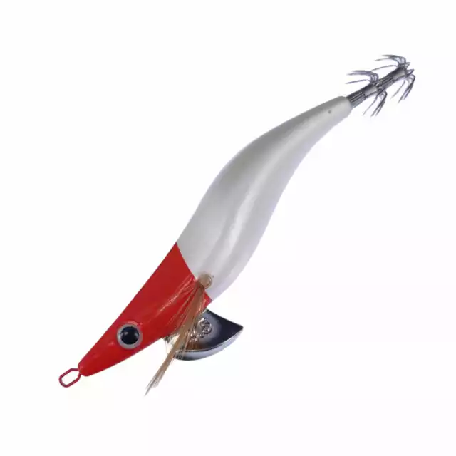 Rui Squid Jig Pearl White Body Red Head Size 3.0 Egi Fishing Lure