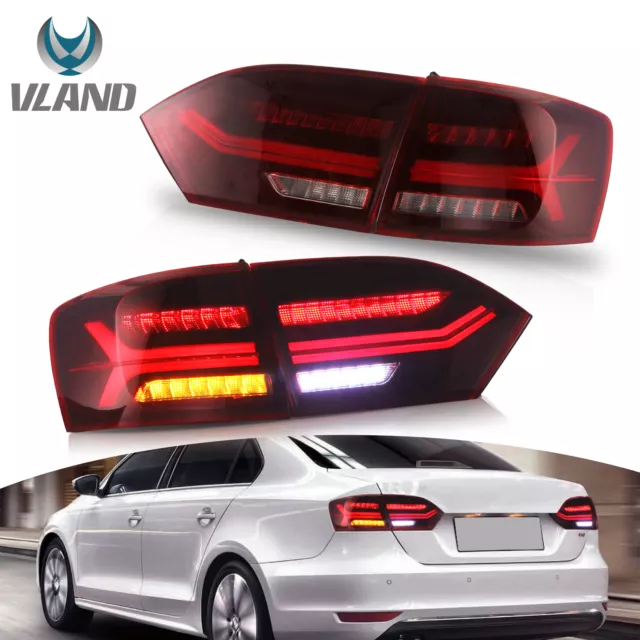 VLAND Rouge LED feux arrière pour Volkswagen Jetta MK6 2011-2014 Séquentiel L+R