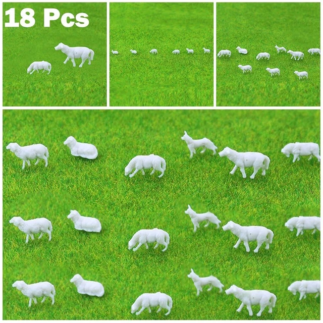 Lot De 10 Moutons Miniatures échelle N (1/87) En Plastique - Décoration Maquette Train, Diorama, Bricolage