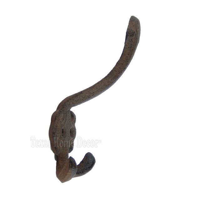 Rustic Triple Wall Hook Cast Iron Hat Towel Coat Key Hanger Antique Style Brown