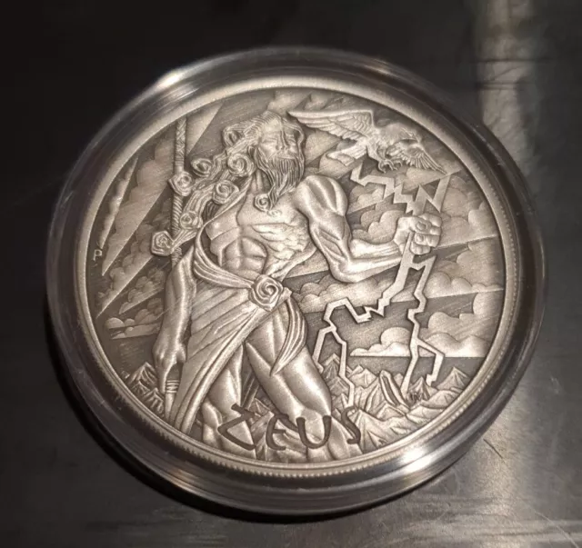 Gods of Olympus Zeus 2020 1oz Silver .9999 Antiqued BU Coin only 1500 mintage
