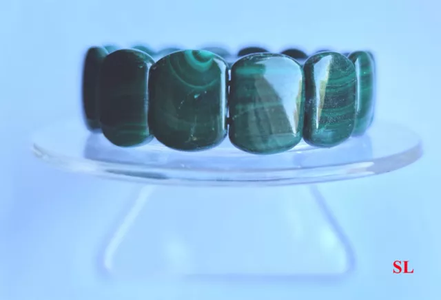 Bracelet Malachite naturelle, forme rectangle  arrondi belle qualité LITHO-REIKI