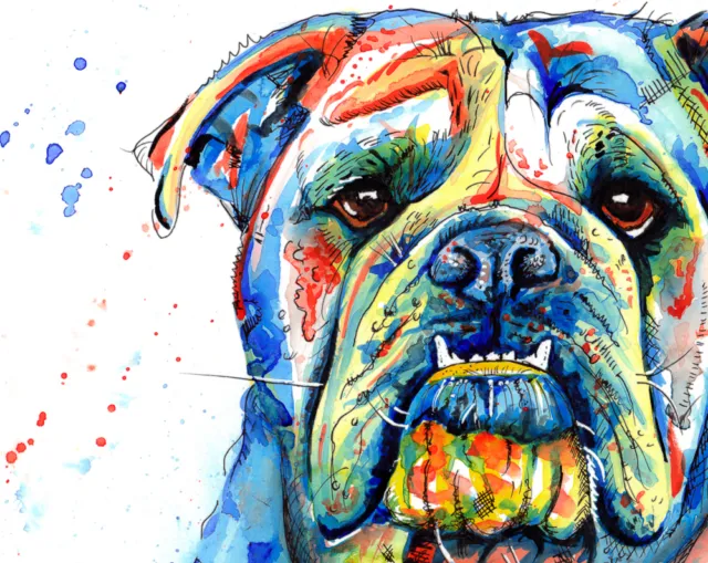 British Bulldog art print painting English Bull Dog Gifts - stocking filler
