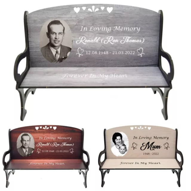 Personalised Memorial Bench Photo Bereavement Gift Keepsake - In Loving Memory