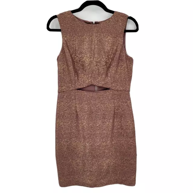 Hailey Logan by Adrianna Papell LG Copper Metallic Sparkle Sheath Dress cut-out