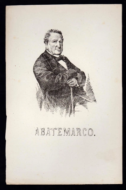 Domenico Abatemarco Incisione Xilografia '800 Politico Deputato Regno D' Italia
