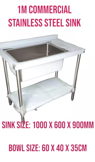 Catering Sink Commercial Kitchen Stainless Steel Single Bowl Drainer Unit