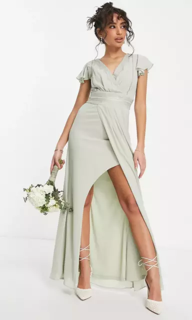 TFNC London Mint Green Dress UK 14 Arianna Chiffon Bridesmaid Prom OccasionParty