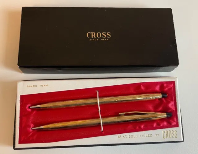 Set Esclusivo CROSS Vintage: 1 Penna a Sfera e 1 Matita 12KT Placcate Oro