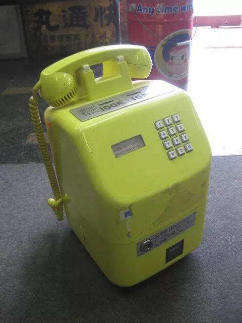 Public Phone Yellow Telephone Antique Super Rare Payphone Vintage Retro Japanese