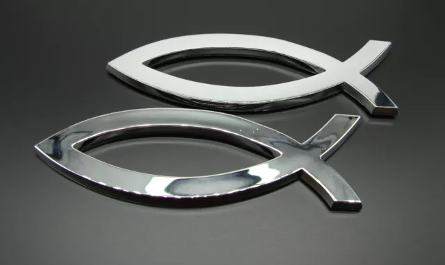 (2) Jesus Fish Religious Christian 3D Car Emblem Decal Sticker.the Ichthys