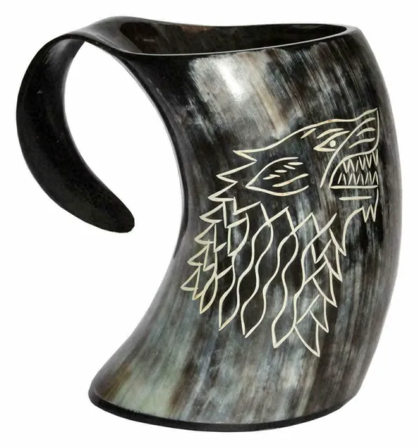 Game of thrones Wolf viking drinking horn mug wolf carved tankard for beer